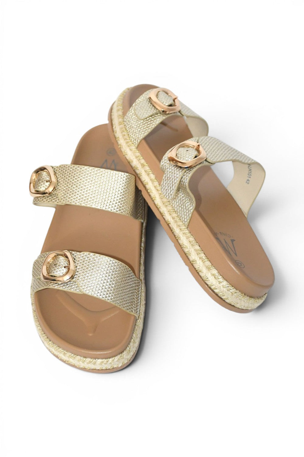 sandalias doradas de talla grande para mujer