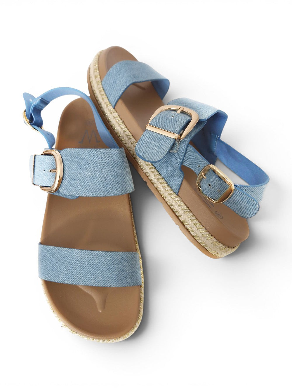 Sandalia plana estilo Denim con Plataforma de Esparto