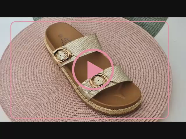 Sandalia dorada talla grande mujer