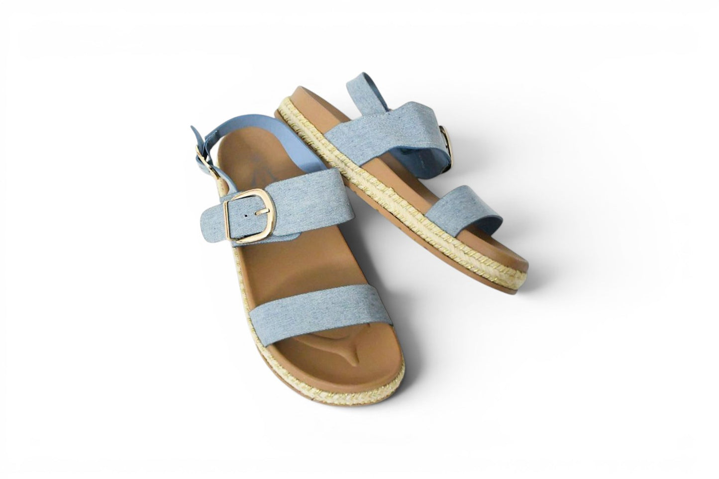 Sandalia plana estilo Denim con Plataforma de Esparto