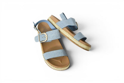Sandalia plana estilo Denim con Plataforma de Esparto