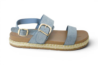 Sandalia plana estilo Denim con Plataforma de Esparto