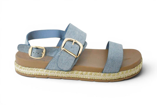 Sandalia plana estilo Denim con Plataforma de Esparto