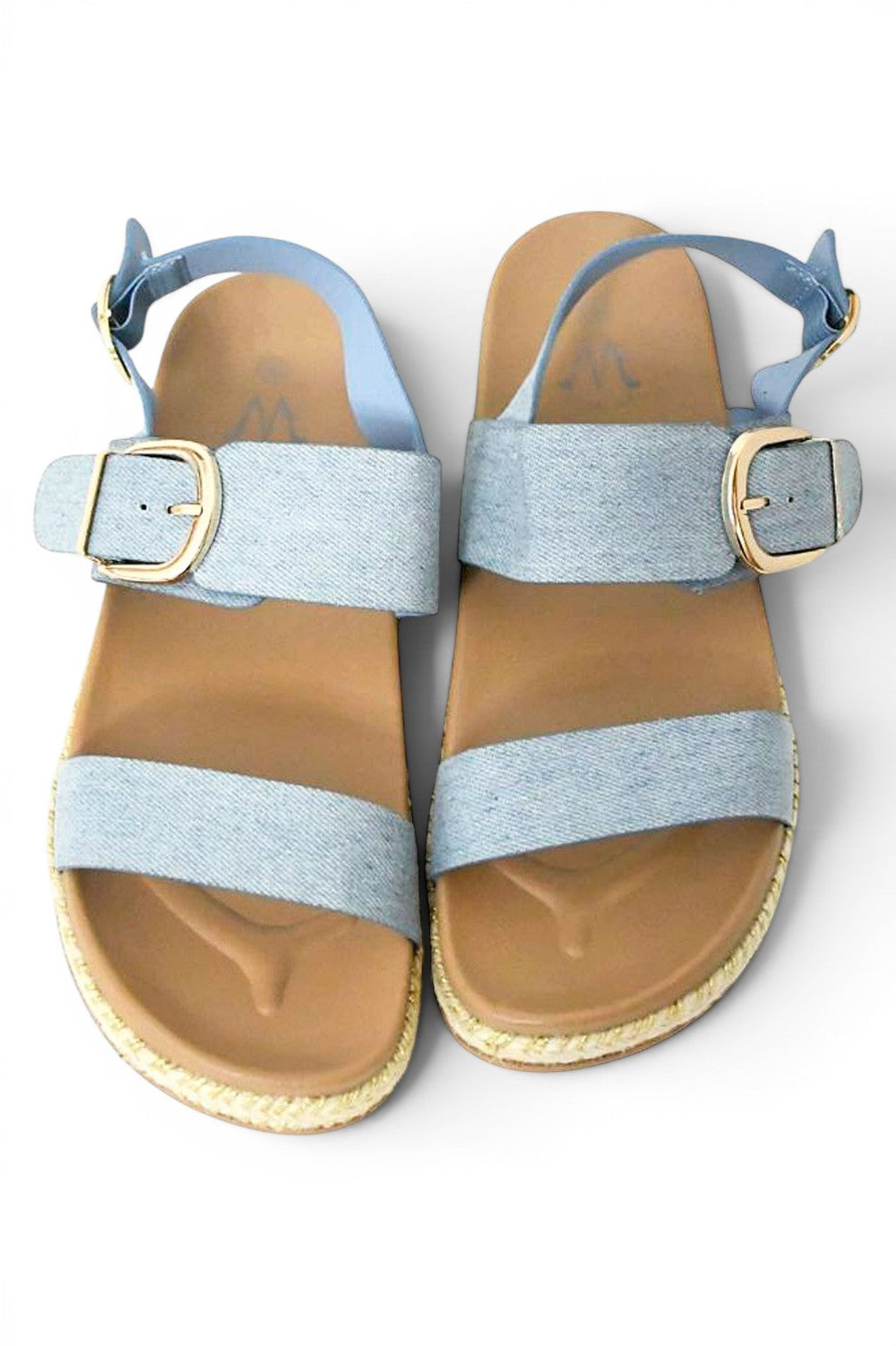 Sandalia plana estilo Denim con Plataforma de Esparto
