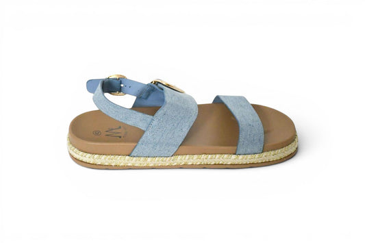 Sandalia plana estilo Denim con Plataforma de Esparto