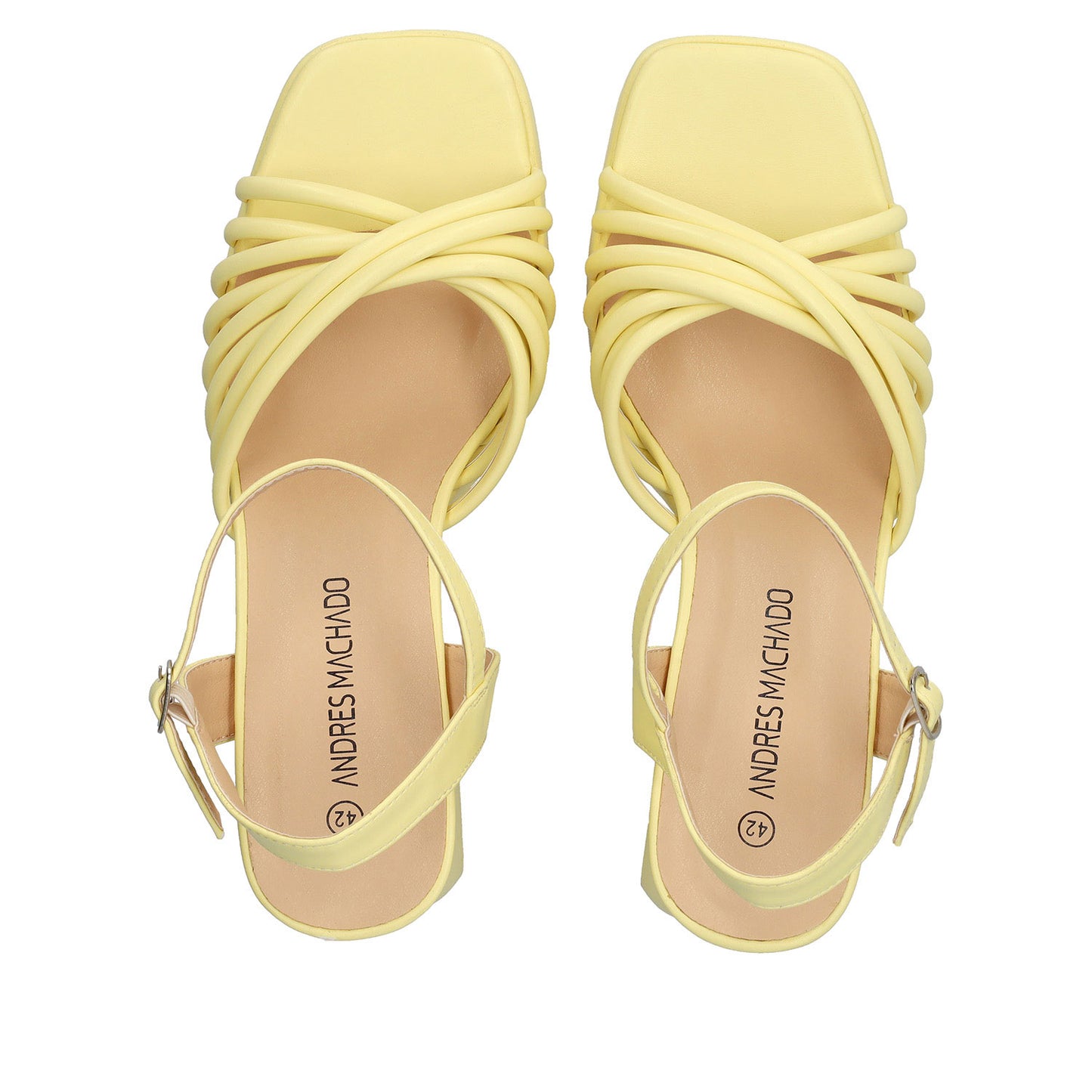 zapato de talla grande para mujer de verano de color amarillo con tacón y plataforma
